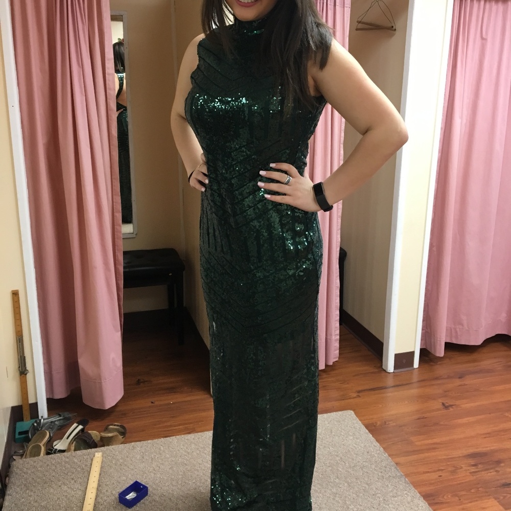 Emerald Green Sequin Long Dress